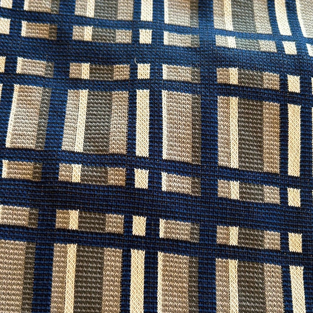 Blue grey white plaid heavy-weight fortrel fabric